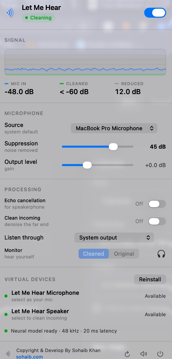 I Built My Own Local Noise Cancelling App for macOS
